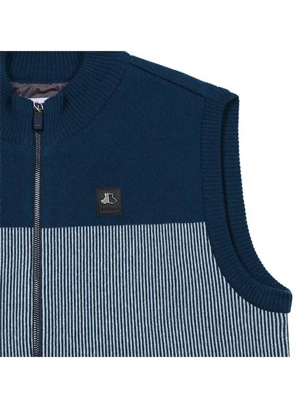 Men s pinstripe jacquard full open knit vest 2114GXVW BLUE GREEN - BLACK&WHITE - BALAAN 3