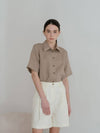 Linen Basic Shirt Brown - YOUNESS - BALAAN 1