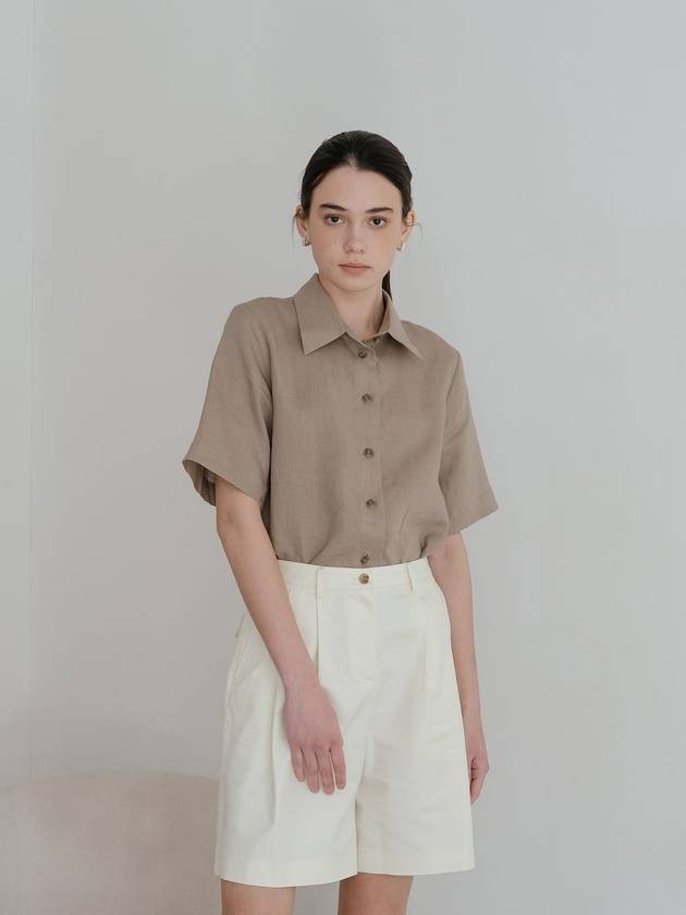 Linen Basic Shirt Brown - YOUNESS - BALAAN 3