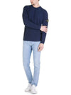 Round Neck Knit Top Dark Blue - STONE ISLAND - BALAAN 5