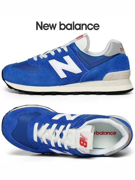 574 Classic Logo Low Top Sneakers Blue - NEW BALANCE - BALAAN 2