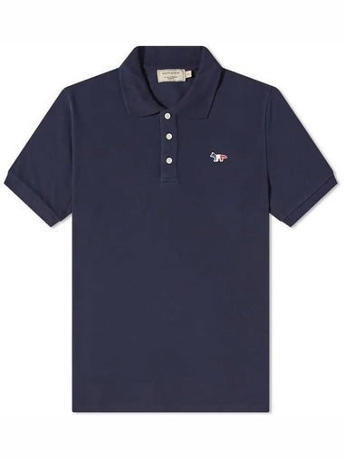 Tricolor Fox Patch Short Sleeve Polo Shirt Navy - MAISON KITSUNE - BALAAN 1