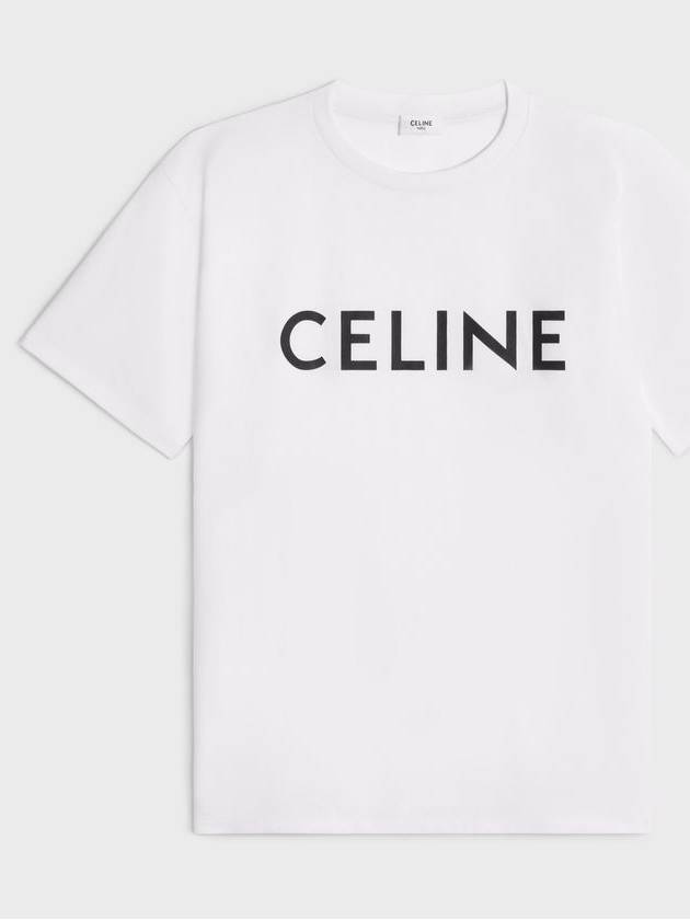 Logo Print Cotton Short Sleeve T-shirt White - CELINE - BALAAN 2