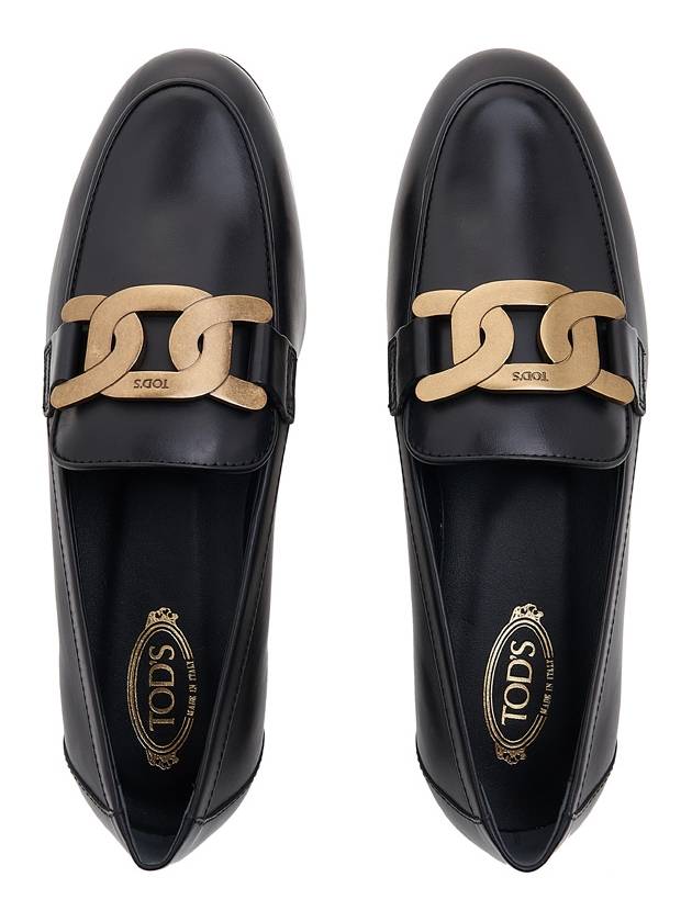 Kate Metal Logo Leather Loafers Black - TOD'S - BALAAN 7