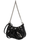 Le Cagol Mini Silver Chain Crocodile Shoulder Bag Black - BALENCIAGA - BALAAN 3