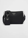 Triangle Logo Re-Nylon Saffiano Leather Shoulder Bag Black - PRADA - BALAAN 7