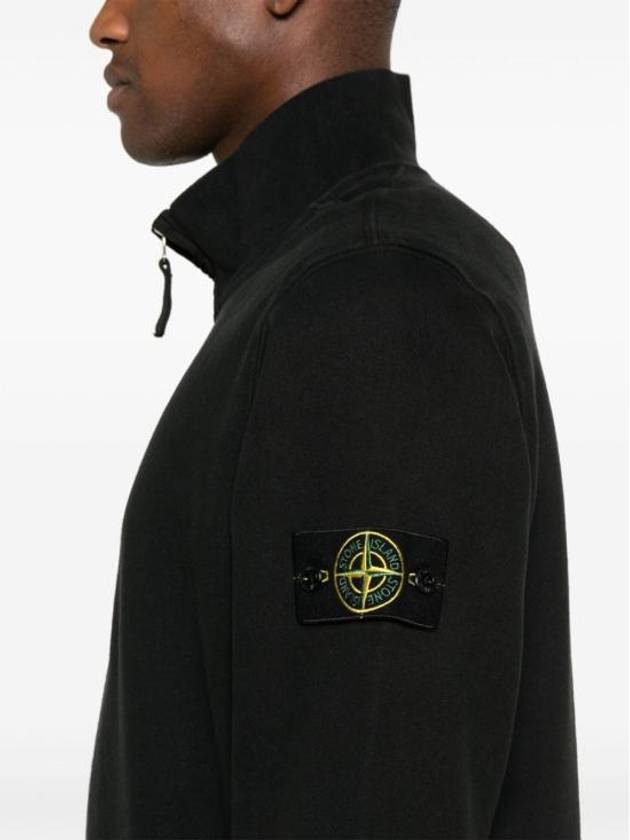 Logo Half Zipper Sweatshirt Black - STONE ISLAND - BALAAN 6