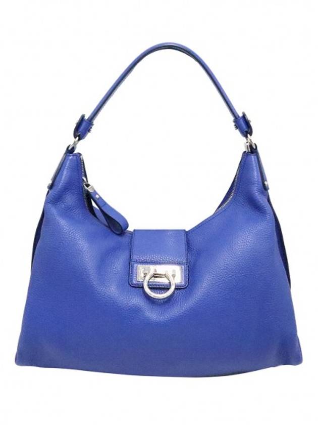 Women s Ferragamo 21 D757 Blue Leather Silver Gancini Panisha Hobo Shoulder Bag gt Gangbuk used luxury goods - SALVATORE FERRAGAMO - BALAAN 1