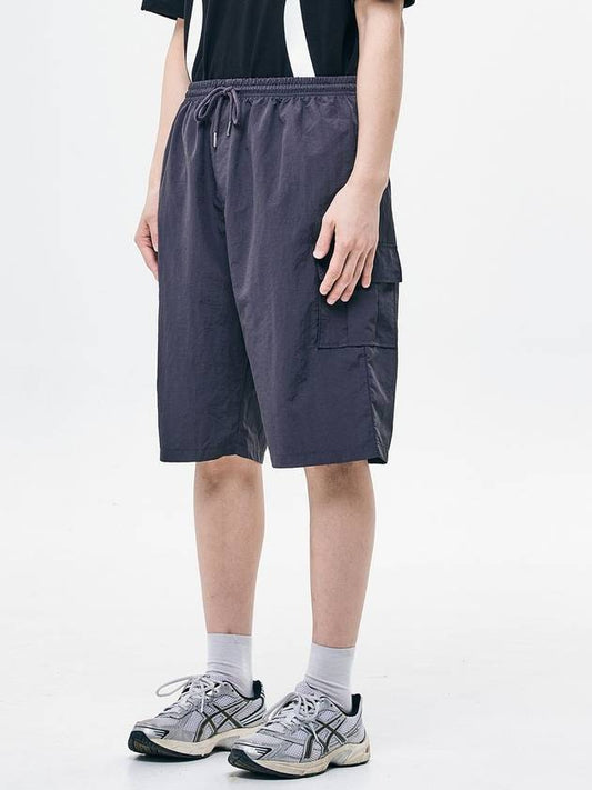 Mark wide nylon half pants CHARCOAL - GRAYBLVD - BALAAN 1