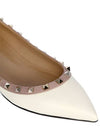 Rockstud Matte Leather Flats Ivory - VALENTINO - BALAAN.