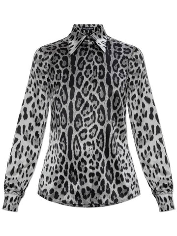 Dolce & Gabbana Silk Shirt With Animal Motif, Women's, Black - DOLCE&GABBANA - BALAAN 1