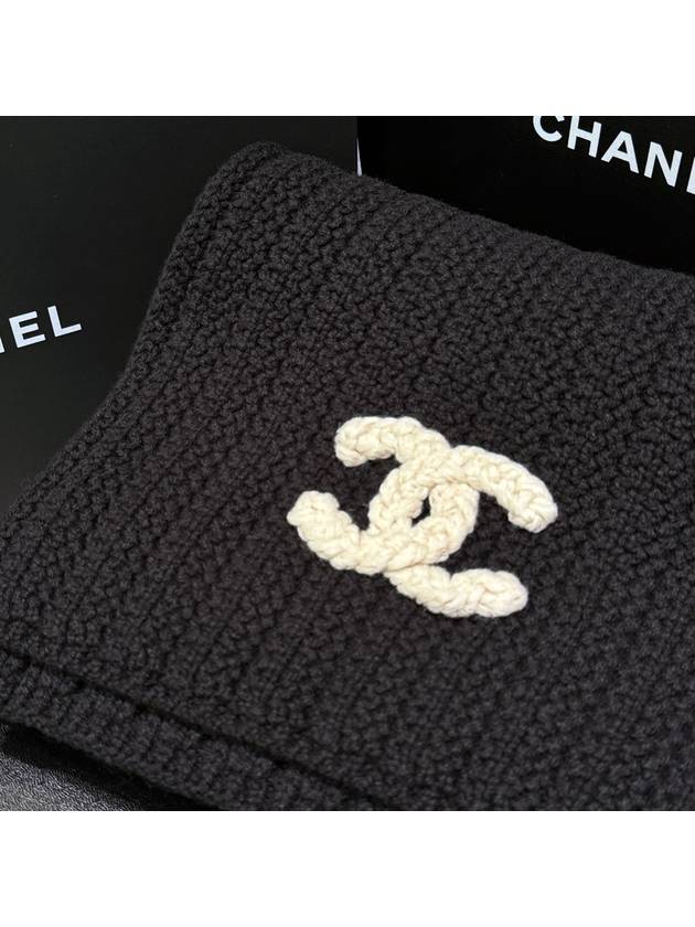 Muffler Cashmere Knitted CC Logo Black - CHANEL - BALAAN 2