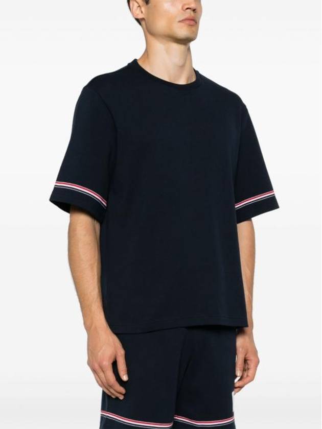 Cotton Rugby Short Sleeve T-Shirt Navy - THOM BROWNE - BALAAN 5