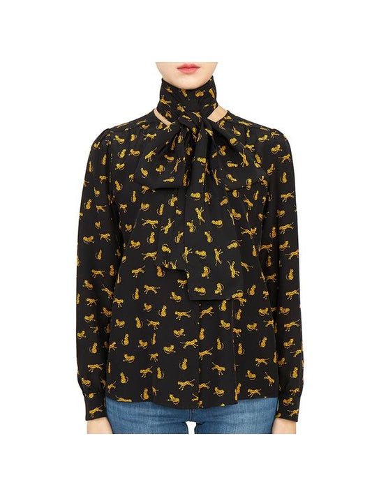 Women's Leopard Print Silk Blouse Black - MAX MARA - BALAAN 2