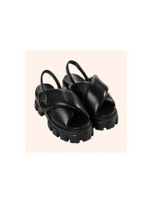 Monolith Padded Nappa Leather Sandals Black - PRADA - BALAAN 2