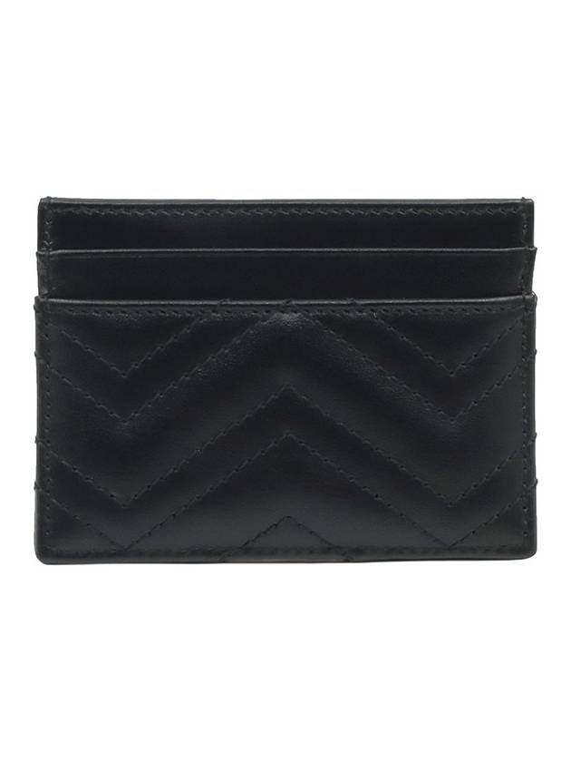 Black matelass chevron leather gold plated GG Marmont card wallet 443127 - GUCCI - BALAAN 3