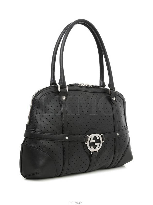 Interlocking perforated GG black shoulder bag 114887 - GUCCI - BALAAN 4