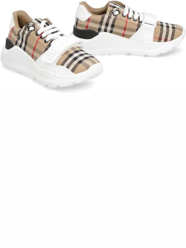 Vintage Check And Leather Sneakers White Archive Beige - BURBERRY - BALAAN 4