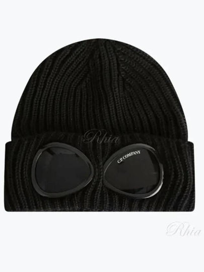 Extra Fine Merino Wool Goggle Beanie Black - CP COMPANY - BALAAN 2