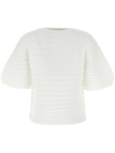 Mushroom knit short sleeve t shirt white - ISSEY MIYAKE - BALAAN 1