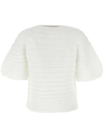 Mushroom Knit Short Sleeve T-Shirt White - ISSEY MIYAKE - BALAAN 1