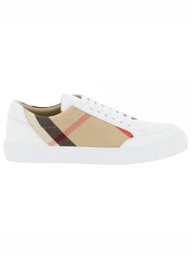 House Check Leather Sneakers Optic White - BURBERRY - BALAAN 2