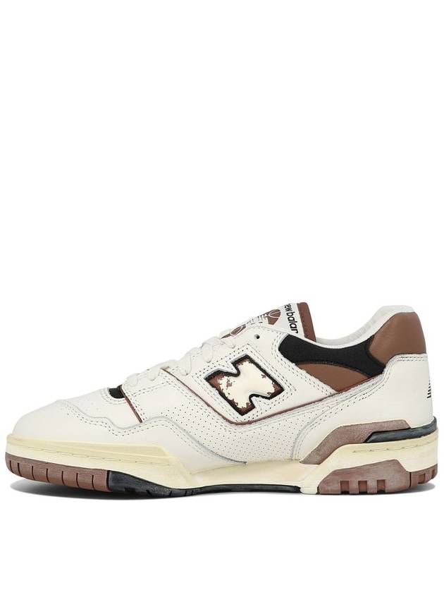 '550' White And Brown Low Top Sneakers With Logo And Contrasting Details In Leather Man - NEW BALANCE - BALAAN 3