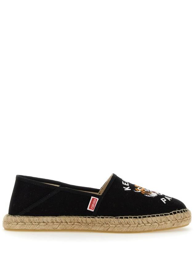 Lucky Tiger Embroidery Canvas Espadrilles Black - KENZO - BALAAN 3