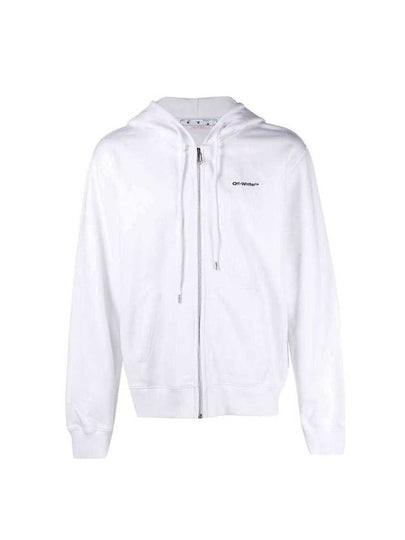 Diag Print Slim Cotton Zip-Up Hoodie White - OFF WHITE - BALAAN 2