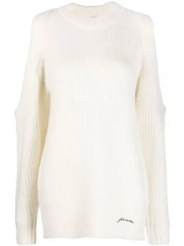 Jersey Logo Knit Top Ivory - GANNI - BALAAN 2