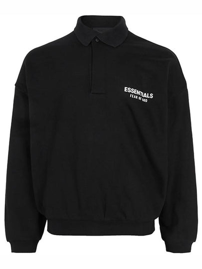 Logo Print Fleece Long Sleeve Polo Shirt Black - FEAR OF GOD ESSENTIALS - BALAAN 2