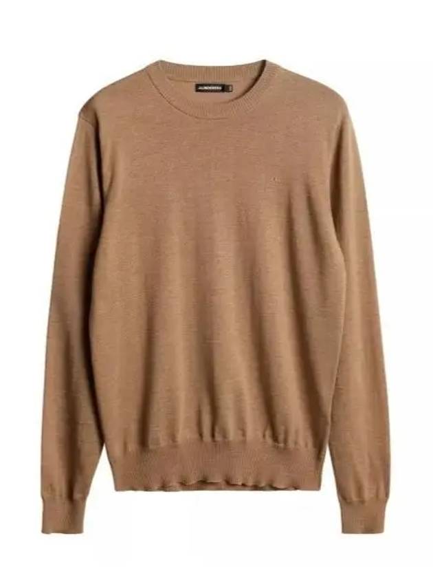 Men's Keane Crew Neck Merino Sweater Tiger Brown - J.LINDEBERG - BALAAN 2