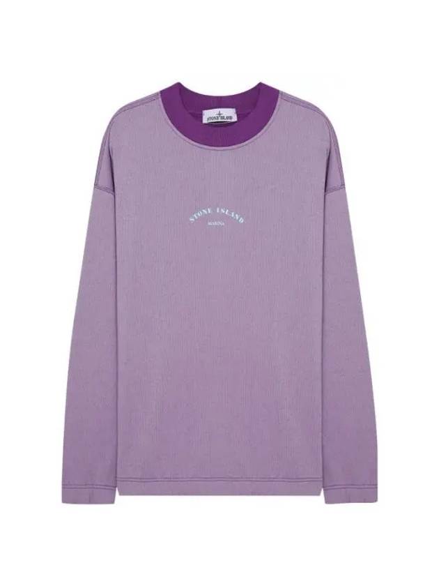 Marina Cotton Nylon Terry Fleece Crewneck Sweatshirt Purple - STONE ISLAND - BALAAN 1