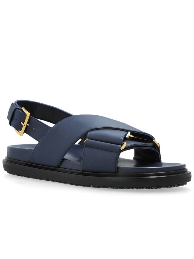 Marni Leather Sandals, Women's, Navy Blue - MARNI - BALAAN 4