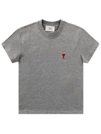 Small Heart Logo Short Sleeve T-Shirt Heather Grey - AMI - BALAAN 2