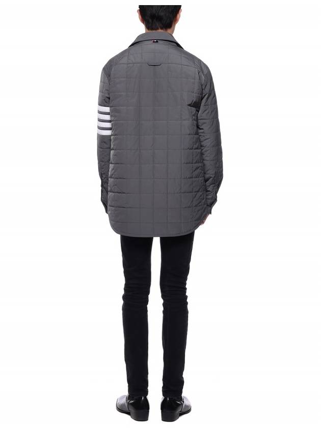 4 Bar Poly Twill Down Shirt Jacket Grey - THOM BROWNE - BALAAN 6