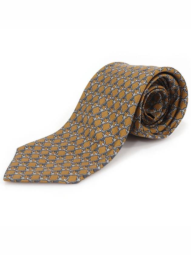 59 EA 100 Silk Brown Chain Pattern Tie - HERMES - BALAAN 2