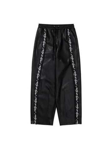 Vegan Leather One Tuck Track Pants Black - AJOBYAJO - BALAAN 1