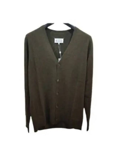 Signature Stitch V-neck Wool Cardigan Green - MAISON MARGIELA - BALAAN 2