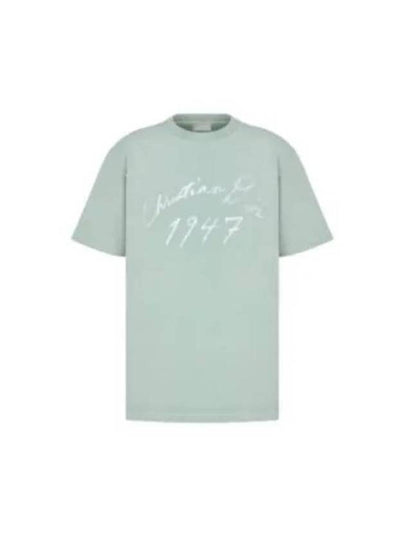 Handwriting Logo Short Sleeve T-Shirt Blue - DIOR - BALAAN 2