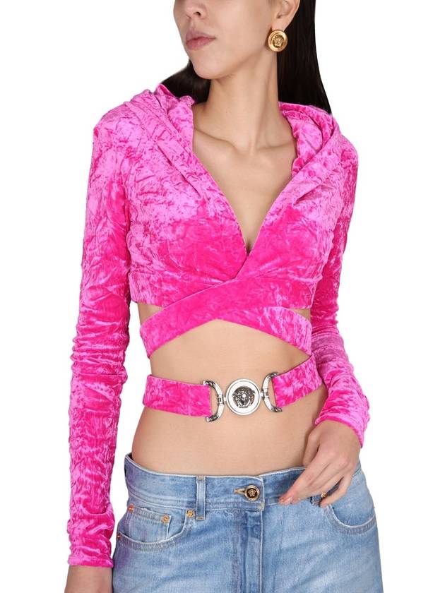 Medusa Bigi Cutout VELVET Velvet Crop Hood Pink - VERSACE - BALAAN 5