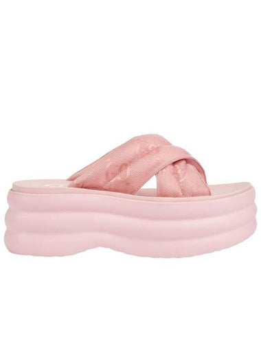 GG Platform Padded Nylon Slide Sandals Light Pink - GUCCI - BALAAN 1