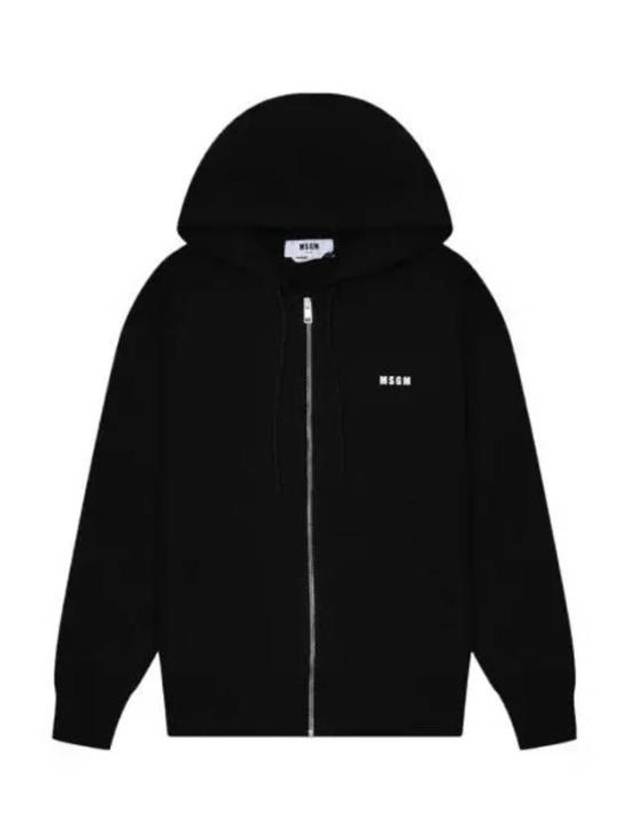 Micro Logo Cotton Zip Up Hoodie Black - MSGM - BALAAN 2