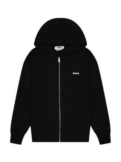 Micro Logo Cotton Zip Up Hoodie Black - MSGM - BALAAN 2