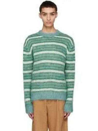 Striped Round Neck Knit Top Green - MARNI - BALAAN 2