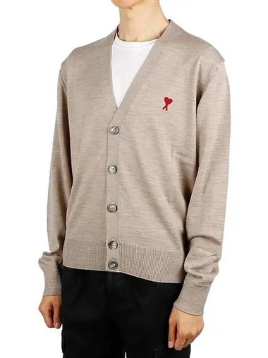 HKC111 KN0025 271 Heart Logo Merino Wool Cardigan - AMI - BALAAN 1