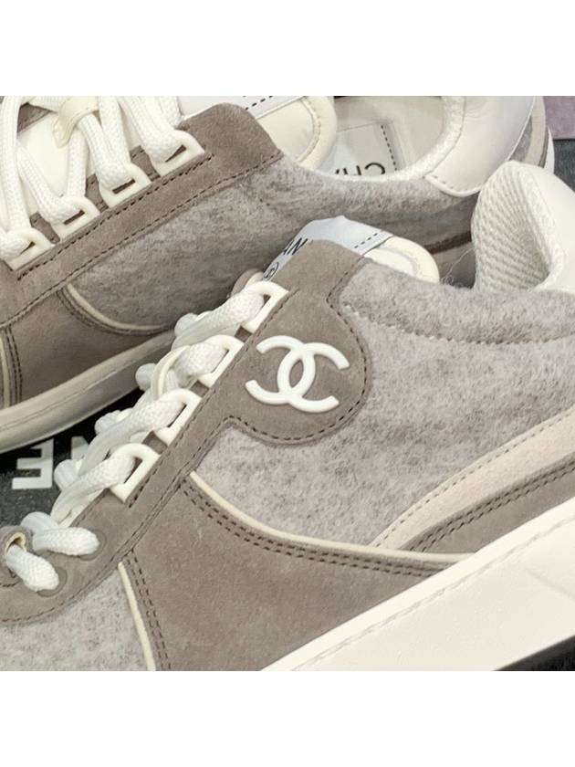 Women s Sneakers Suede Calfskin CC Logo Shoes Gray - CHANEL - BALAAN 4