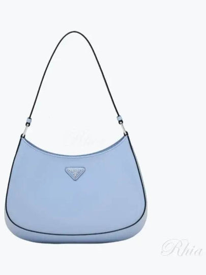 Triangular Logo Cleo Brushed Leather Shoulder Bag Blue - PRADA - BALAAN 2