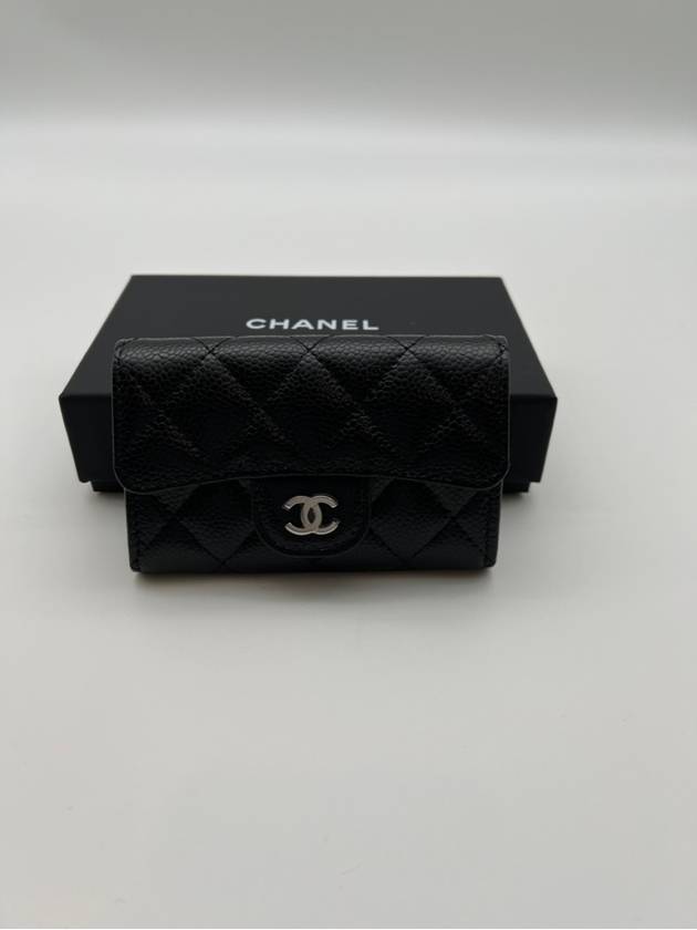 Classic Card Holder Grained Calfskin Silver Black - CHANEL - BALAAN 5