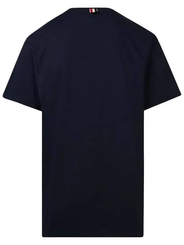 Men's Side Slit Relaxed Short Sleeve T-Shirt Navy - THOM BROWNE - BALAAN 4